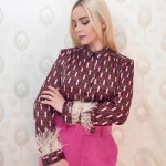 Cămașa office roz/visiniu ,detalii pene pe mansete,Imperial