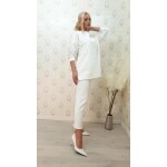 Compleu casual din bumbac cu perle pe maneca - imagine 5