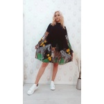 Rochie Albastra Plisata,cu imprimeu colorat. - imagine 6