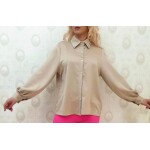 Camasa office auriu/crem,satinata,cu detalii sclipici pe guler - imagine 3