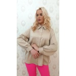 Camasa office auriu/crem,satinata,cu detalii sclipici pe guler