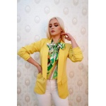 Sacou galben-mustar,cu guler tip sal