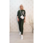 Compleu casual verde-kaki,din bumbac