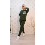 Compleu casual verde-kaki,din bumbac - imagine 4