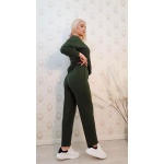 Compleu casual verde-kaki,din bumbac - imagine 3