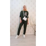 Compleu casual verde-kaki,din bumbac - imagine 2