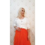 Bluza alba cu top inclus,model fronsat - imagine 2