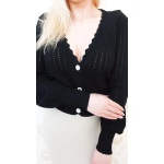 Bluza neagra,tip croset cu inchidere nasturi diamant
