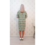 Rochie crem cu imprimeu verde ,din bumbac - imagine 7