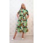 Compleu verde cu imprimeu,top camasa si fusta - imagine 5