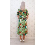 Compleu verde cu imprimeu,top camasa si fusta - imagine 8