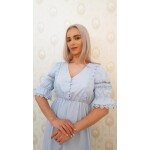 Rochie bleu din bumbac cu detalii din broderie - imagine 3